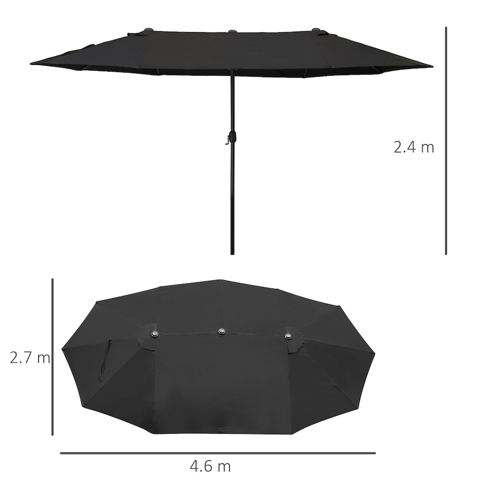 image 1 of Outsunny 4.6M Garden Patio Umbrella Canopy Parasol Sun Shade witho Base
