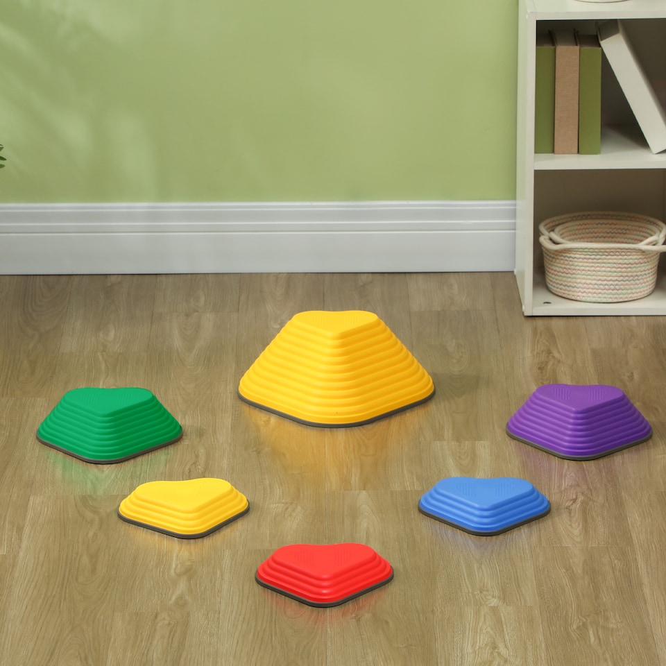 image 1 of AIYAPLAY 6-Piece Kids Stepping Stones, Non-Slip Stackable Balance Stones