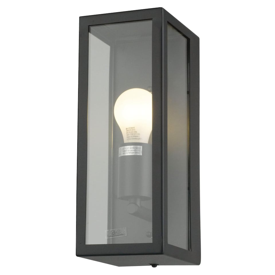 image 1 of Set of 2 Montrose - Black Outdoor Wall Lights | Black | Clear | 2
