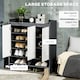 image 3 of HOMCOM High Gloss Shoe Cabinet with White Doors and Open Shelves, Hallway Shoe Cupboard Storage Organizer for 19 Pairs of Shoes, Grey
