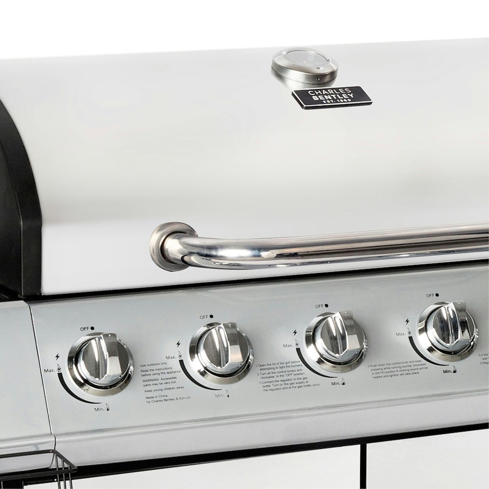 image 1 of Charles Bentley 7 Burner (6+side) Premium Gas BBQ - Stainless Steel