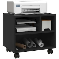 HOMCOM Printer Stand with Storage Printer Cart on Wheels for Home Office Black
