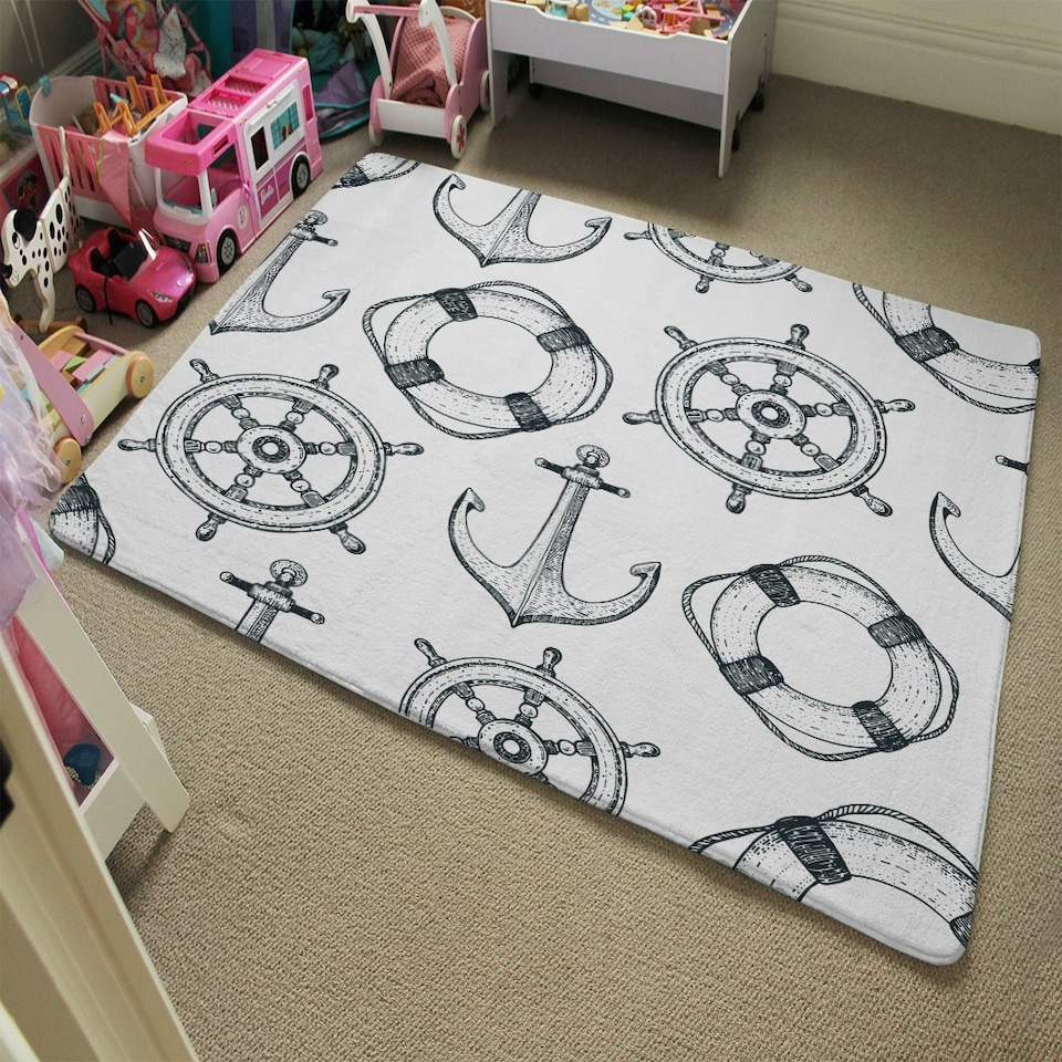 image 1 of Anchor & Wheel (Rug) | Black | S
