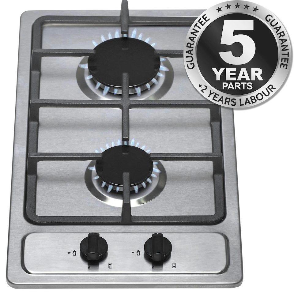 image 1 of SIA SSG302SS 30cm Stainless Steel Compact Domino Gas Hob With Cast Iron Supports