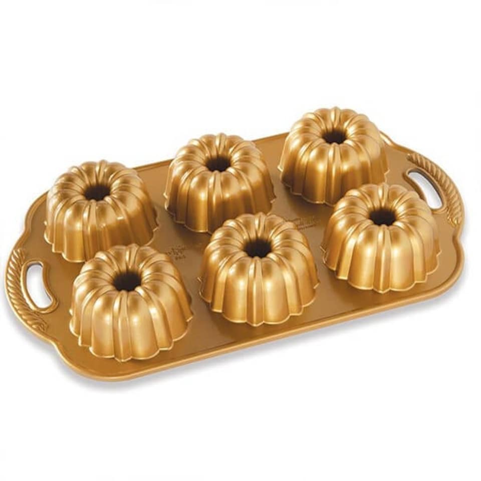 image 1 of Nordic Ware Anniversary Bundtlette Pan Gold
