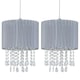 image 1 of First Choice Lighting Set of 2 Voile 25cm Jewelled Grey Ribbon Pendant Shades Grey | Clear