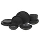 image 1 of Coloured Stone Ceramic Dinnerware Crockery Plates Bowls Dining Set | Black | 16 Pcs Black | 16