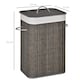 image 5 of HOMCOM Laundry Basket with Flip Lid and String Handles, Collapsible Hamper Removable Lining Board Base Foldable Water-Resistant Dirty Clothes Storage, Grey