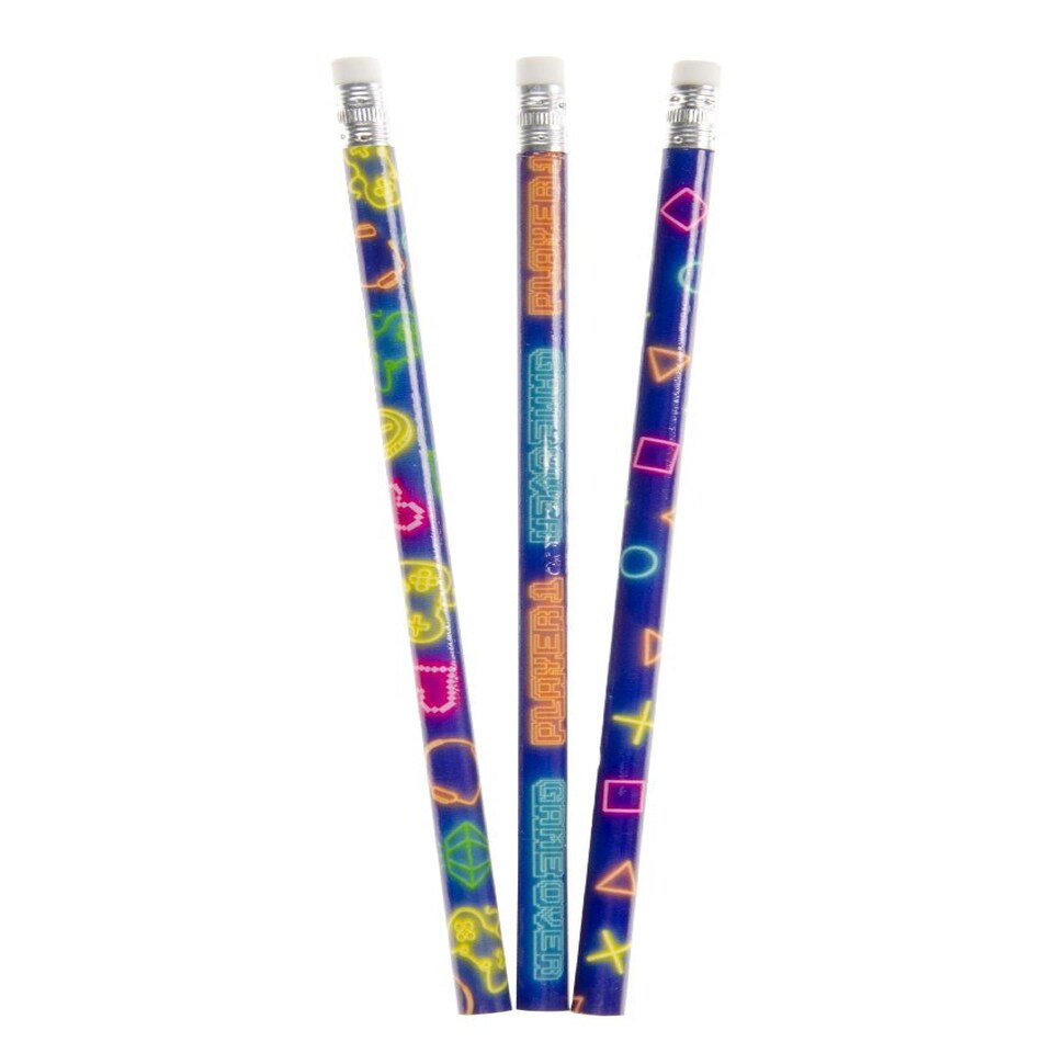 image 1 of Pack of 12 Gamer Design Pencils with Eraser