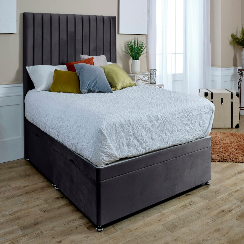 Sophia Divan Ottoman Plush Superking Bed Frame - Steel