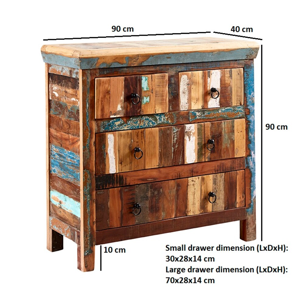 image 1 of Coastal 4 Drawer Chest - Wood - L40 x W90 x H90 cm