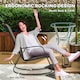 image 3 of Outsunny Garden Rocking Chairs Set of 2, Ergonomic Outdoor Rocking Chairs with Armrests, High Backrest, Steel Frame Relaxing Rocker Armchair Seats for Patio, Balcony, Porch, Light Brown | Brown | Brown