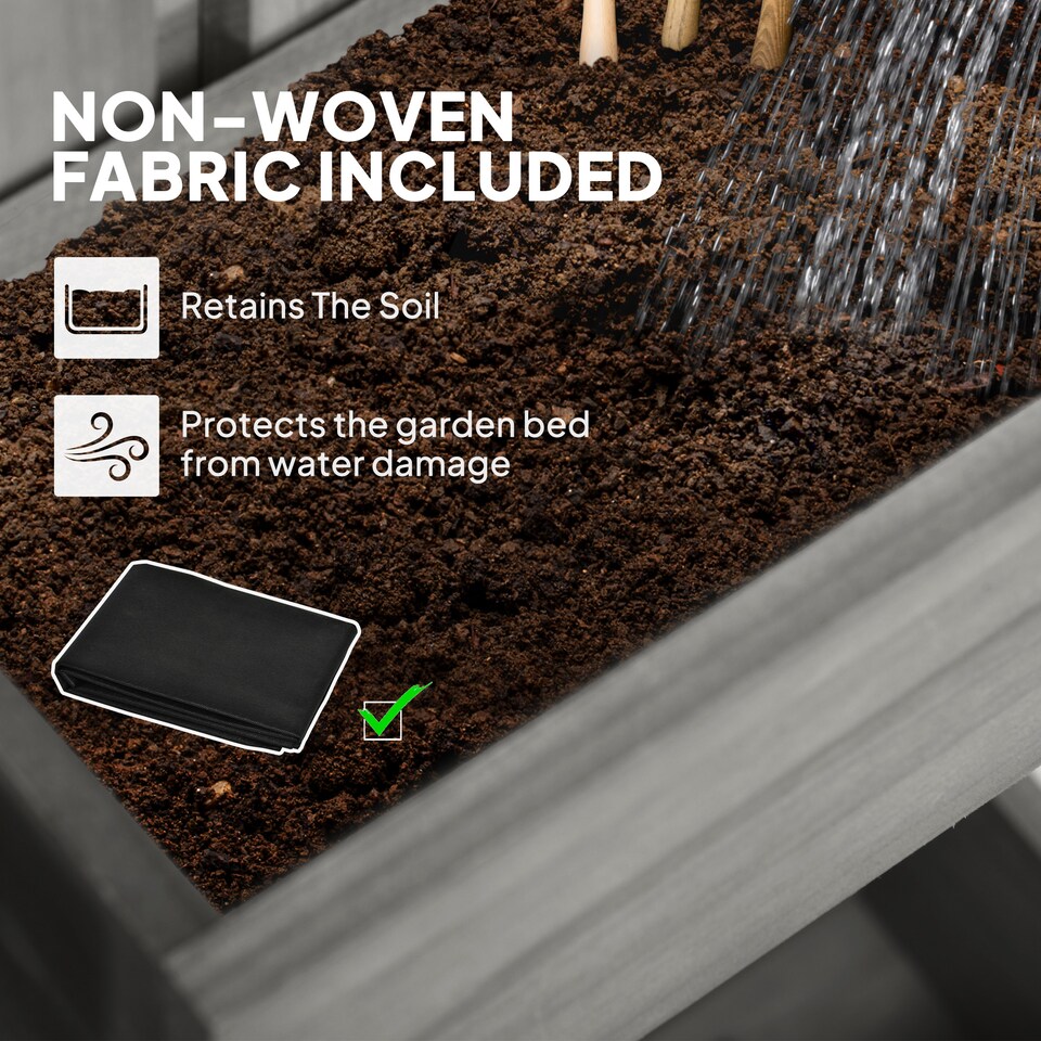 image 1 of Outsunny Wooden Garden Planters with Trellis Wall-mounted Raised Garden Bed | Grey | Grey