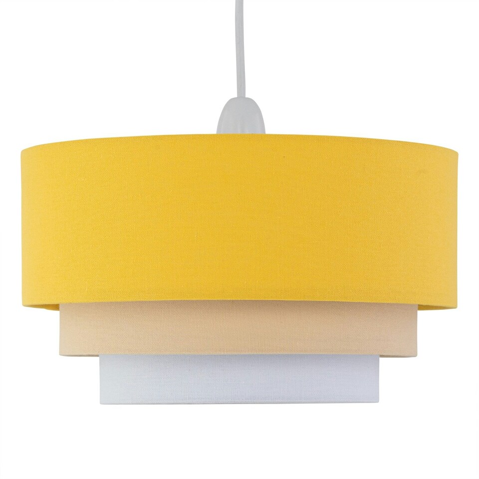 image 1 of First Choice Lighting Set of 2 Gabi Ochre Ombre Linen 3 Tier Ceiling Light Shades Yellow
