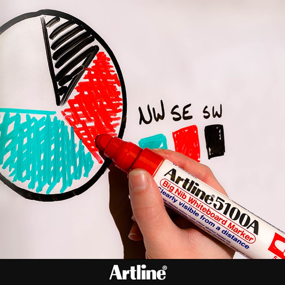 image 1 of Artline Big Nib Whiteboard Pens Bullet Tip 4 Pack Assorted