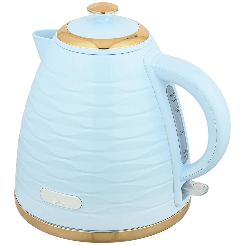 image 1 of HOMCOM Electric Kettle, Fast Boil, 1.7L, 3kW, Swivel, Light Blue Ripple