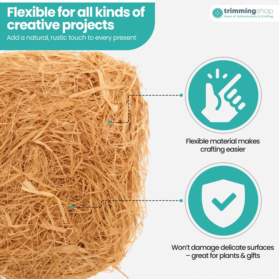 image 1 of 50gms Thin Natural Raffia Ribbon Bundles for Gift Wrapping