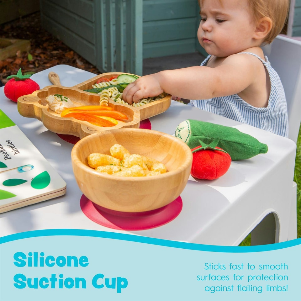 image 1 of Tiny Dining Bamboo Llama Baby Weaning Plate & Fork Set - Orange