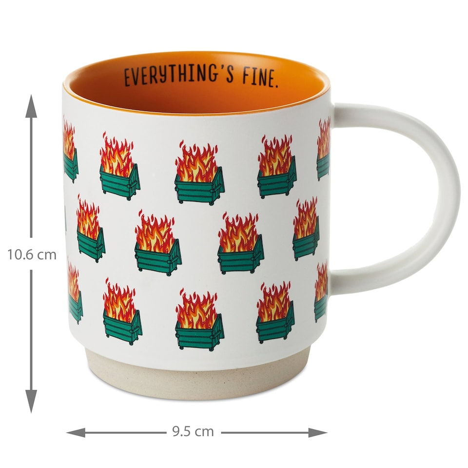 image 1 of Hallmark Shoebox Funny Ceramic Mug - Dumpster Fires 'Everything's Fine'