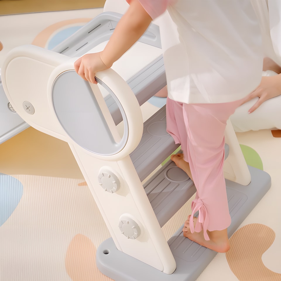 image 1 of AIYAPLAY Freestanding Foldable Kids Slide, Baby Slide for 1.5-3 Years, Grey