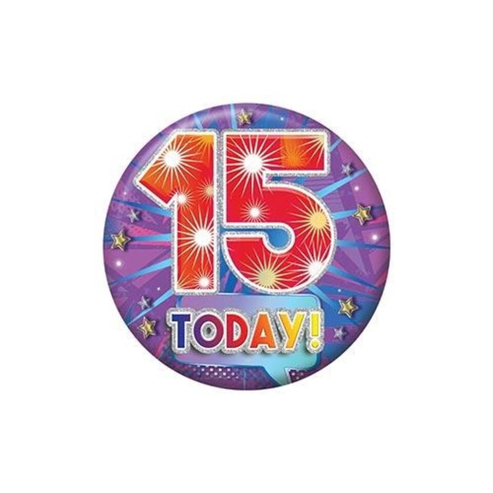 Stars 15th Birthday Badge 5.5cm