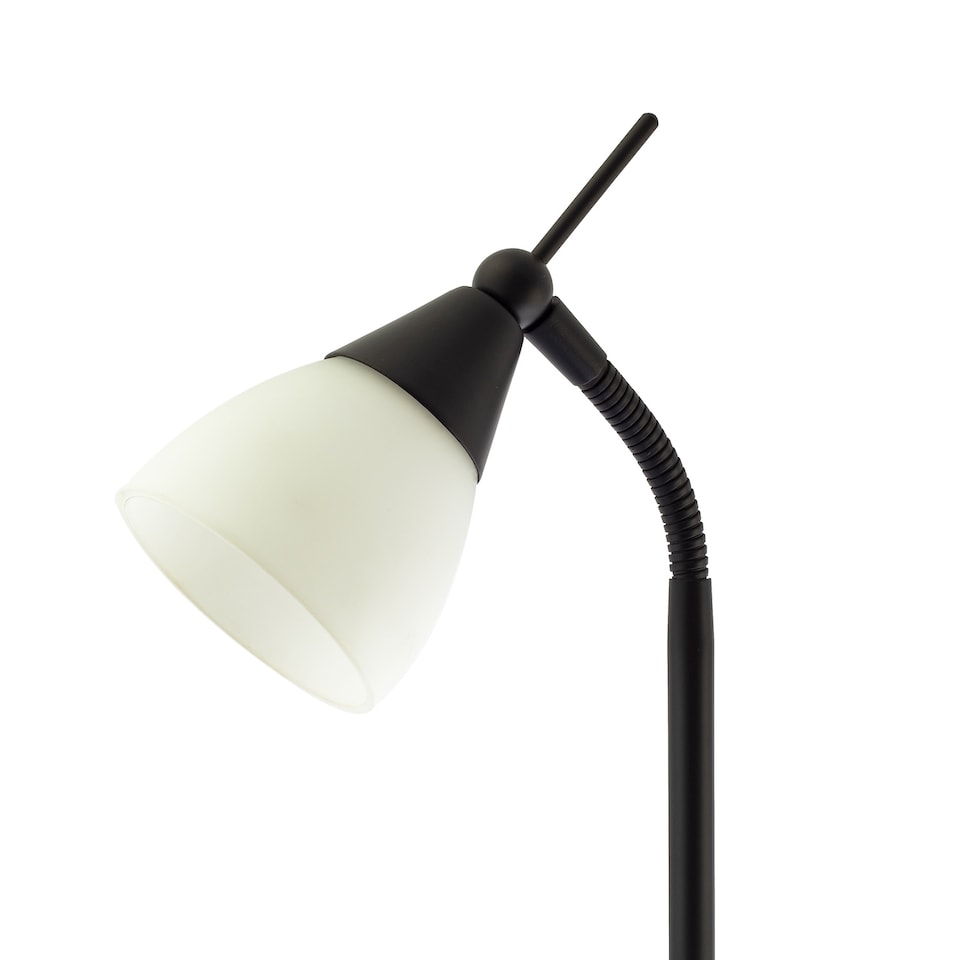 image 1 of Traditional Reading Floor Lamp in Matte Black with Toggle Switch and Glass Shade | Black