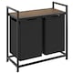 image 1 of Dual Laundry Basket - 2 pull out compartments, wooden folding shelf and high capacity | Black | black/brown | 46 L | 1