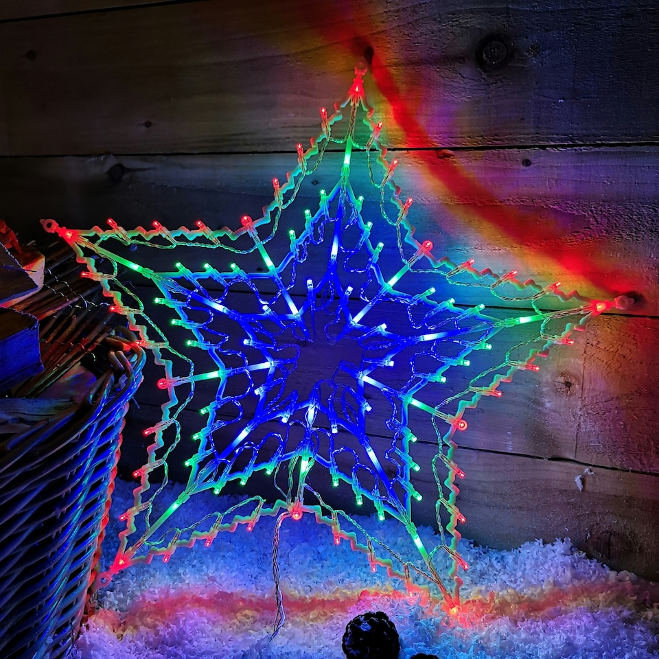 image 1 of 50cm Multi Colour LED Window Star Light Up Indoor/Outdoor Christmas Decorations