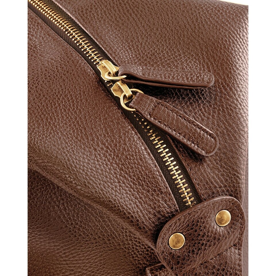 image 1 of Quadra NuHude Faux Leather Weekender Holdall Bag - Tan - One Size