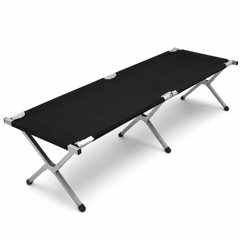 image 1 of Heavy Duty Outdoor Folding Camping Bed Portable with Carry Bag | Black