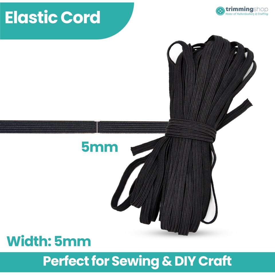 image 1 of 5mm Flat Elastic Band, Soft Durable & Stretchable Material - 25M