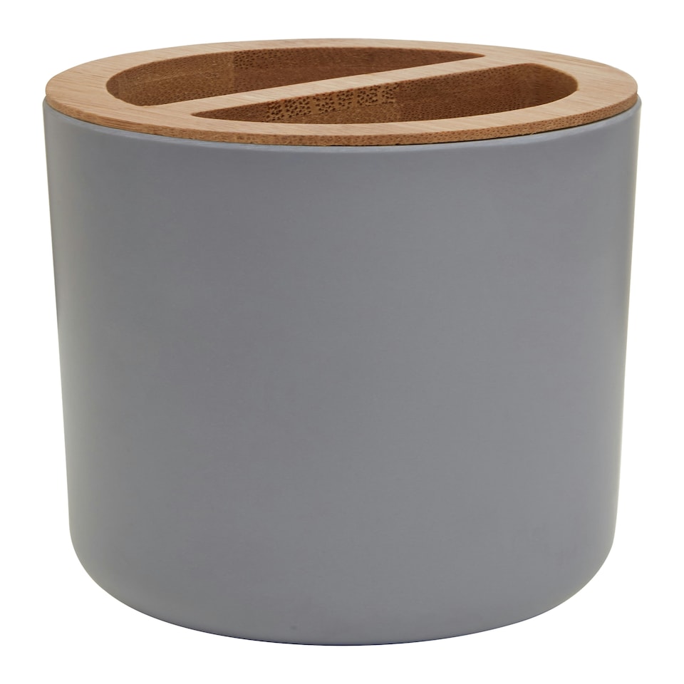 image 1 of Interiors by Premier Luxe Grey Toothbrush Holder With Divider, Sustainable Toothbrush Cup, Eco-friendly Toothbrush Holder Set