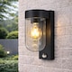 image 2 of CGC Rowan PIR Motion Sensor Black Outdoor Wall Lantern Light, IP54, Clear Diffuser