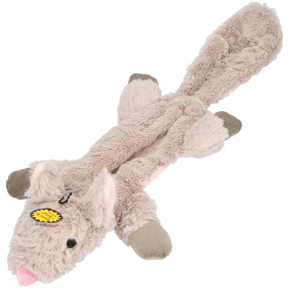 image 1 of Set of 3 Plush Soft Unstuffed Chipmunk, Skunk & Rabbit Dog Toy With Squeak