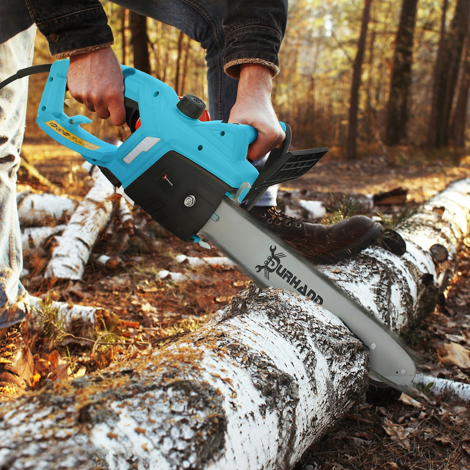 image 1 of DURHAND Electric Chainsaw Garden Tools, 2000 W for Wood, Blue