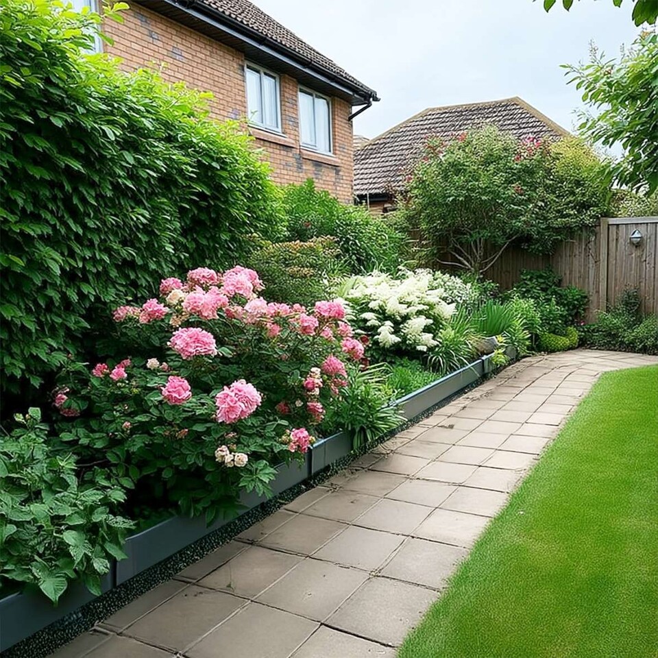 image 1 of 1m Heavy Duty Metal Garden Borders with Pega - Set of 5 | Grey | Grey