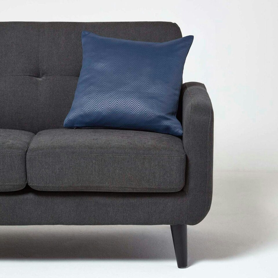 image 1 of Homescapes Navy Blue Herringbone Chevron Cushion Cover Cover - 45 x 45 cm | Blue | Navy Blue | 45 x 45 cm