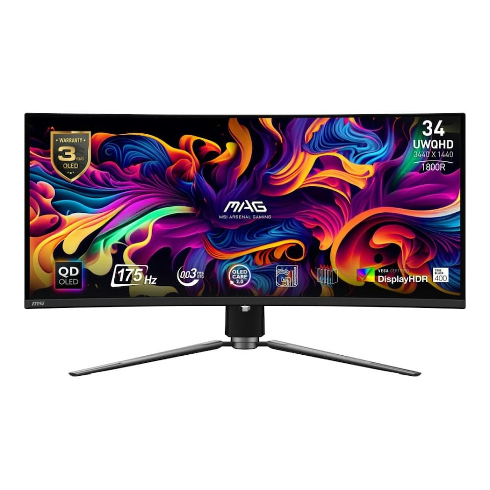 MSI MAG 341CQP QD-OLED 34" Curved OLED UWQHD 175Hz 0.03ms USB-C Gaming monitor