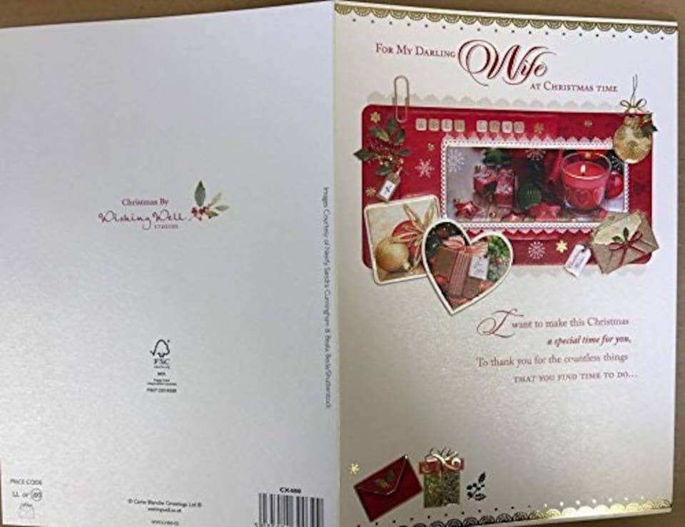 image 1 of Nice Verse Gold Foil Quality Christmas Greeting Card - DEAR WIFE