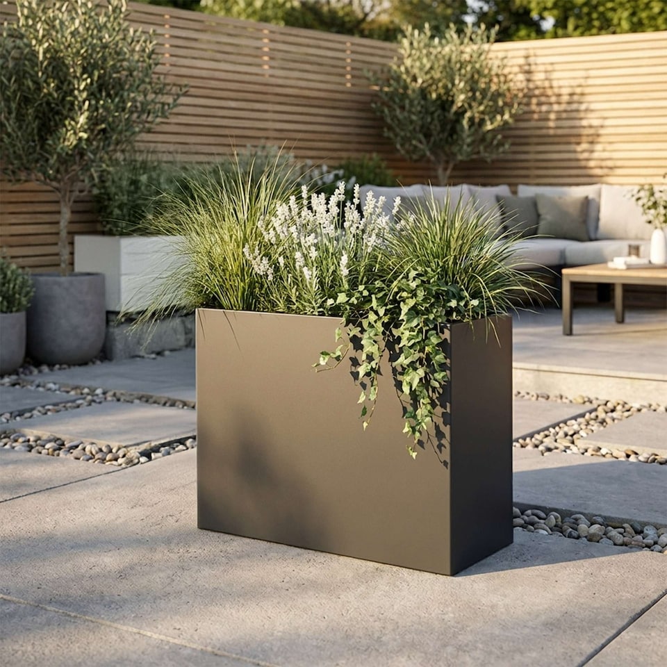 image 1 of Large Metal Planter 90cm x 82cm - Grey | Grey | Grey | 1