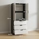 image 7 of HOMCOM Modern Wardrobe White Wardrobe with 3 Drawer and Hanging Rod White | Black