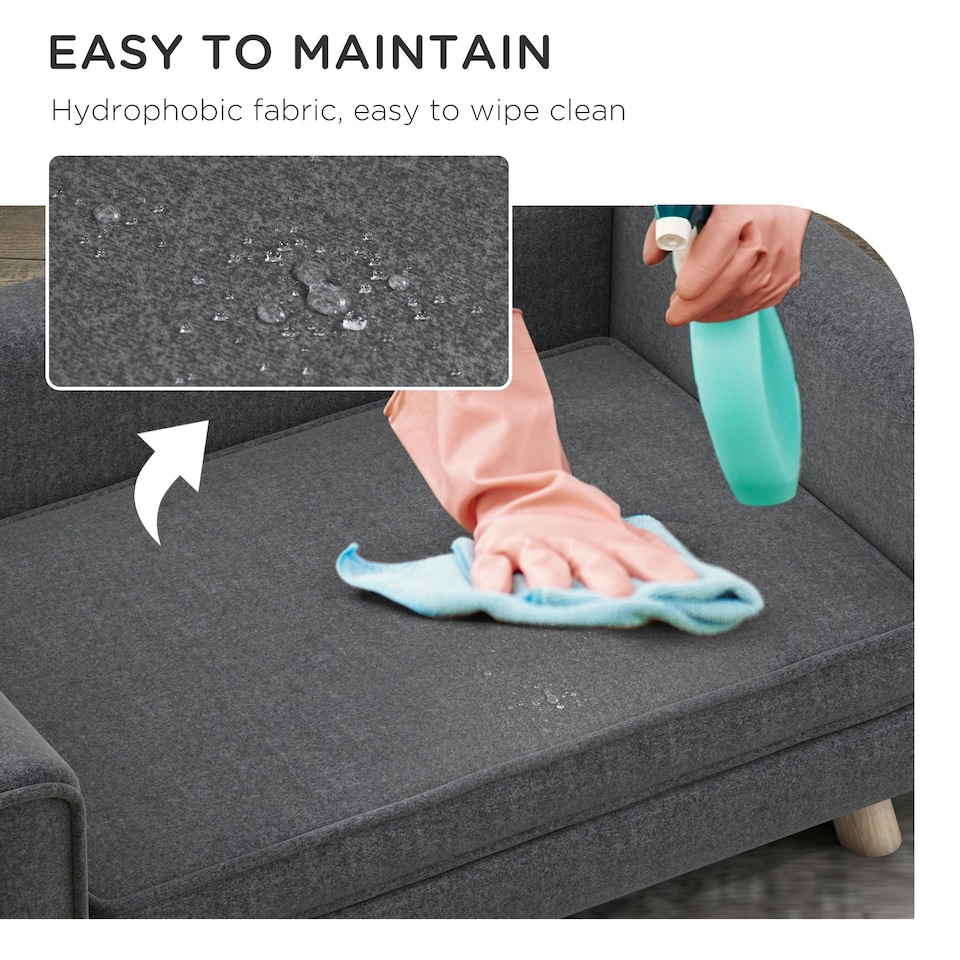 image 1 of PawHut Elevated Dog Sofa Bed with Cushion for Medium and Small Dogs, Grey