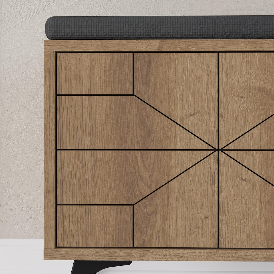 image 1 of Decortie Dune Shoe Storage Bench 107x35x55cm Dark Oak Effect