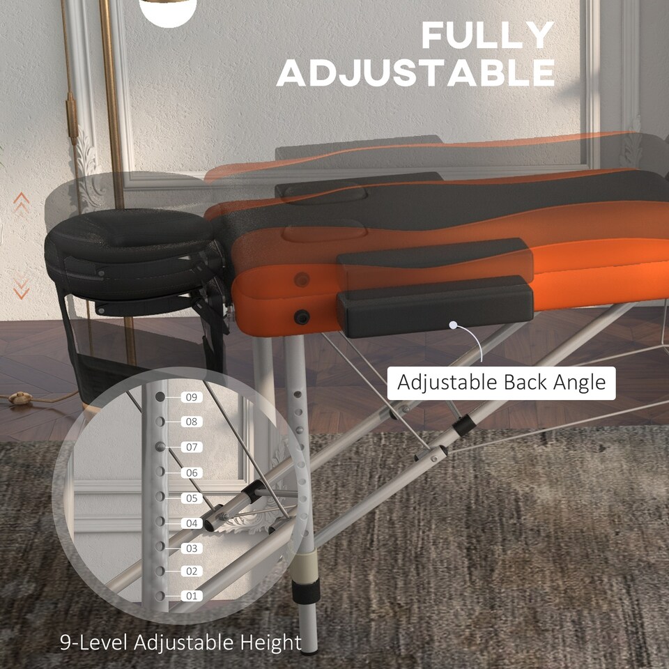 image 1 of HOMCOM Portable Massage Table Beauty Therapy Sofa Bed Spa Aluminium Orange