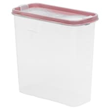 Plastic Food Storage Cereal Container Dispenser Airtight Click Lid | Clear | Pink | 2.5 Litre Pink | 1