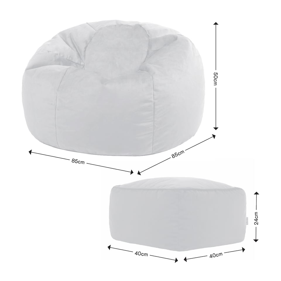 image 1 of Kingston Classic Velvet Bean Bag Chair & Pouffe Olive Green Bean Bag Chair | Green | Olive Green | 2