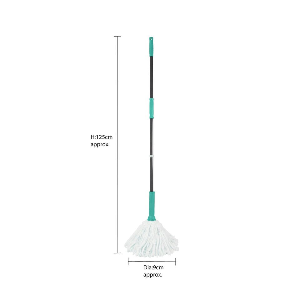 image 1 of JVL Super-Absorbent Easy Twist Microfibre Floor Mop, Turquoise