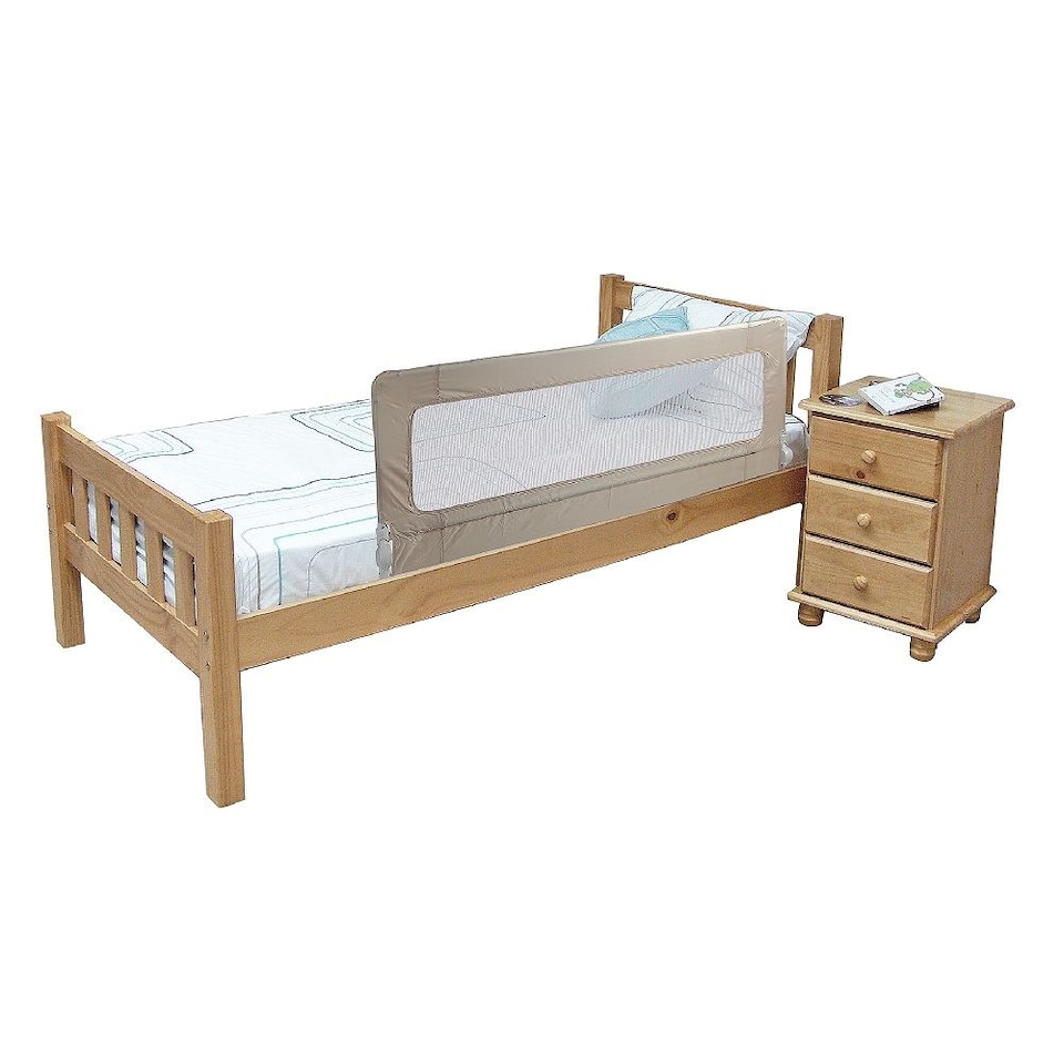 image 1 of Safetots Deluxe Soft Touch Denim Extra Wide Bed Rail, Natural 140cm Wide x 50cm Tall, Toddler Bed Guard For Safety