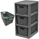 image 1 of 3 Drawer Large Spacious Rattan Effect Grey Home Office Modular Storage Tower Unit Grey