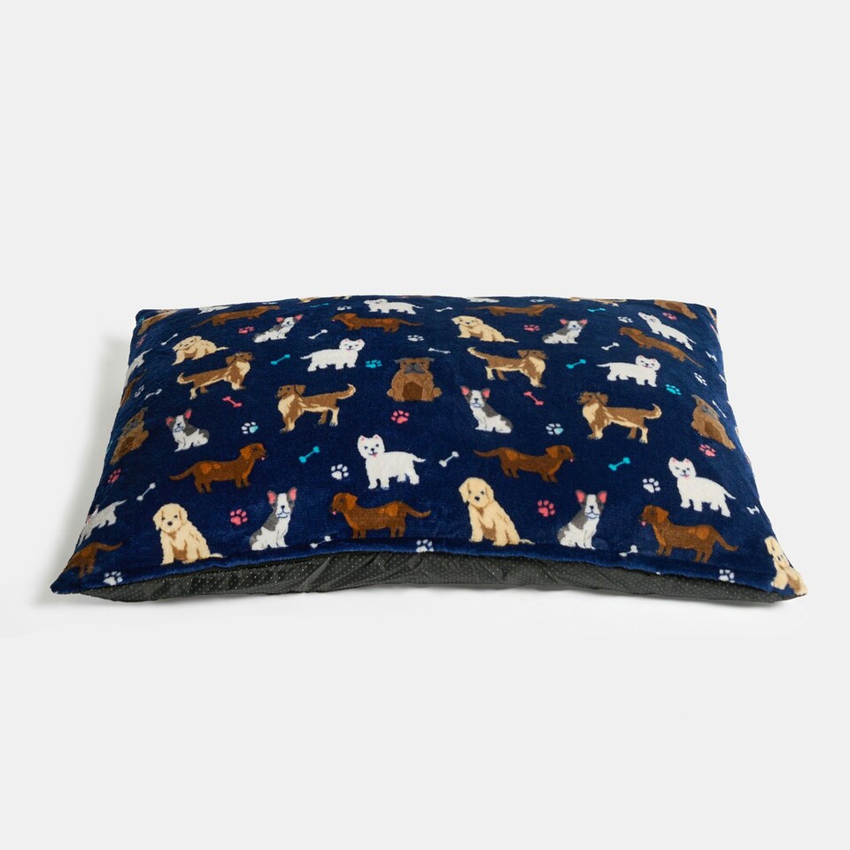 image 1 of OHS Dog Paw Print Soft Plush Plump Cosy Autumn Pumpkin Stripe Leopard Pet Bed Cushion, 80x60cm Brown | Natural - Autumnal | L